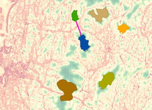 Map of the best single path from one of the destinations back to the source